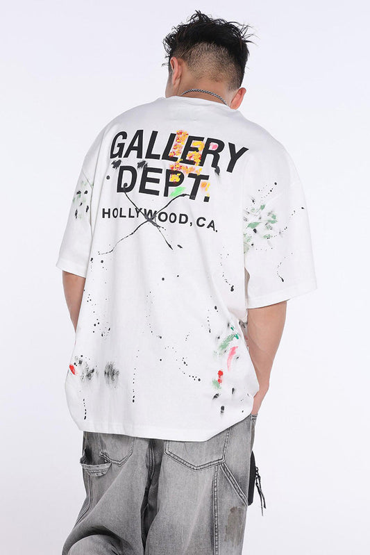 GALLERY DEPT. Paint-Splattered Logo-Print Cotton-Jersey T-Shirt